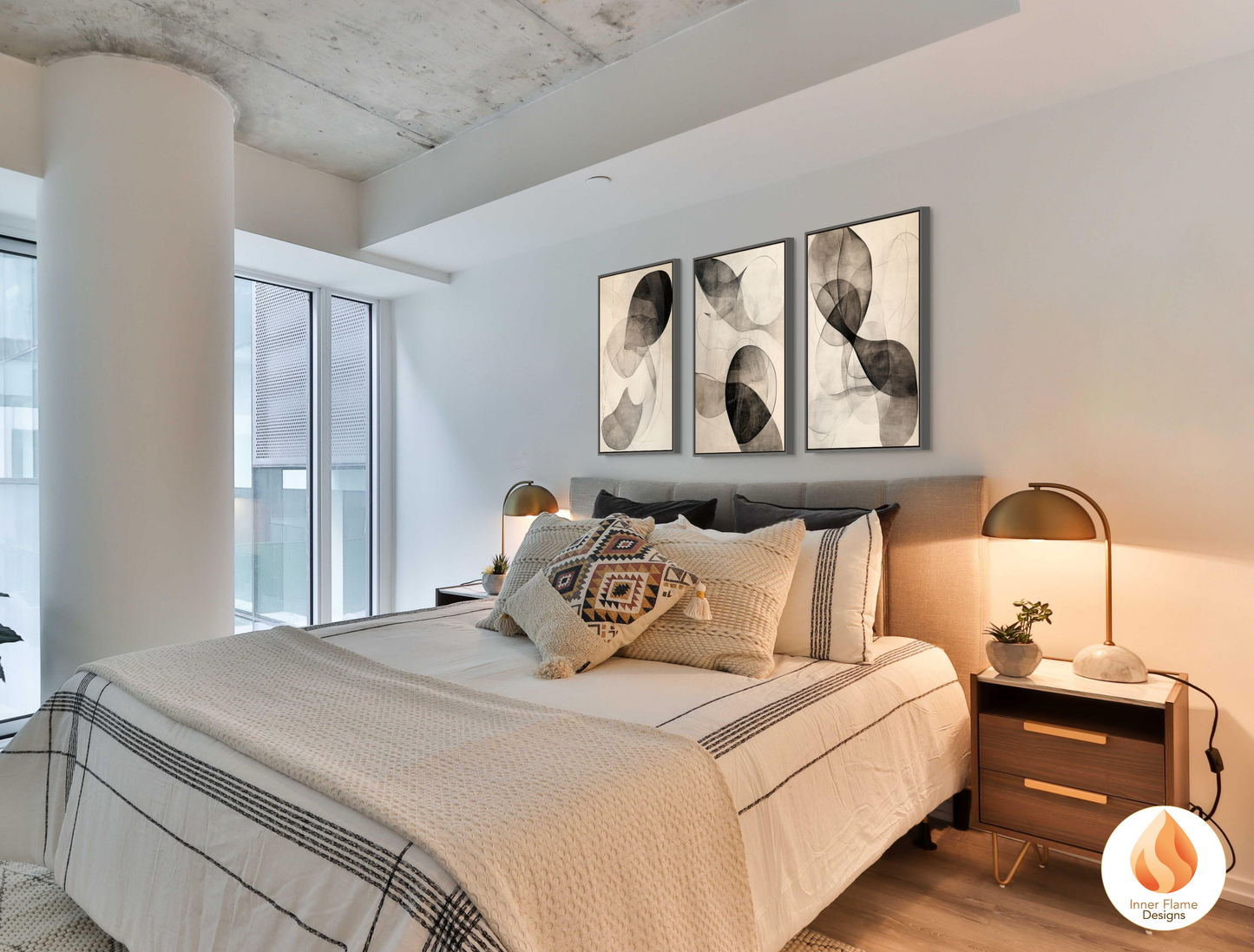 Serene Line Art for Modern Home Design | Triptych Artwork