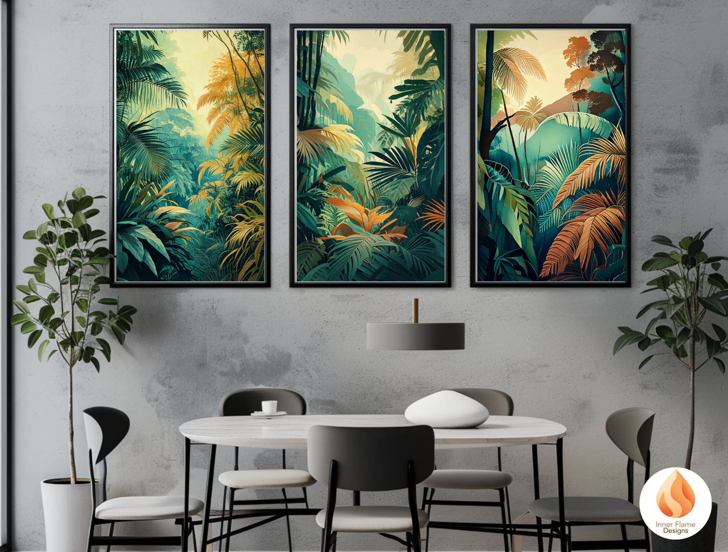 Verdant Botanical Art for Modern Home Design | Triptych Artwork