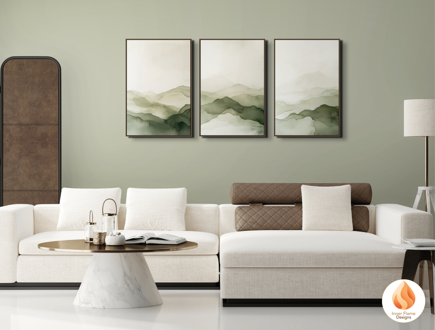 Reflective Japandi Art for Modern Home Design | Triptych Artwork