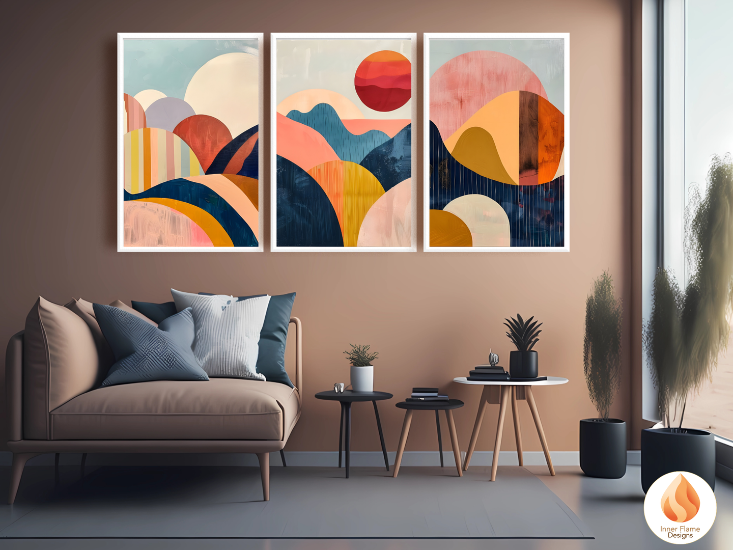 Eclectic Boho Wall Art Décor for Modern Home Design | Triptych Artwork (Series 5)