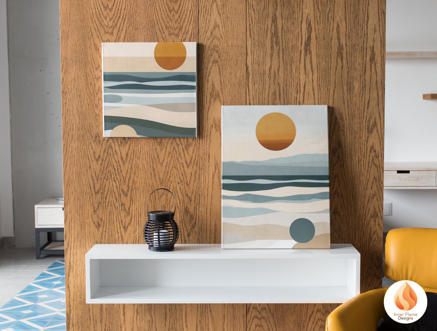Serene Japandi Art for Modern Home Design | Triptych Artwork