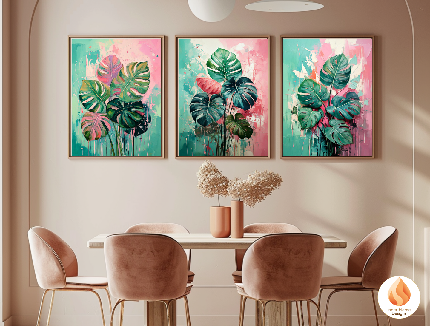 Dramatic Botanical Art for Modern Home Design | Triptych Artwork