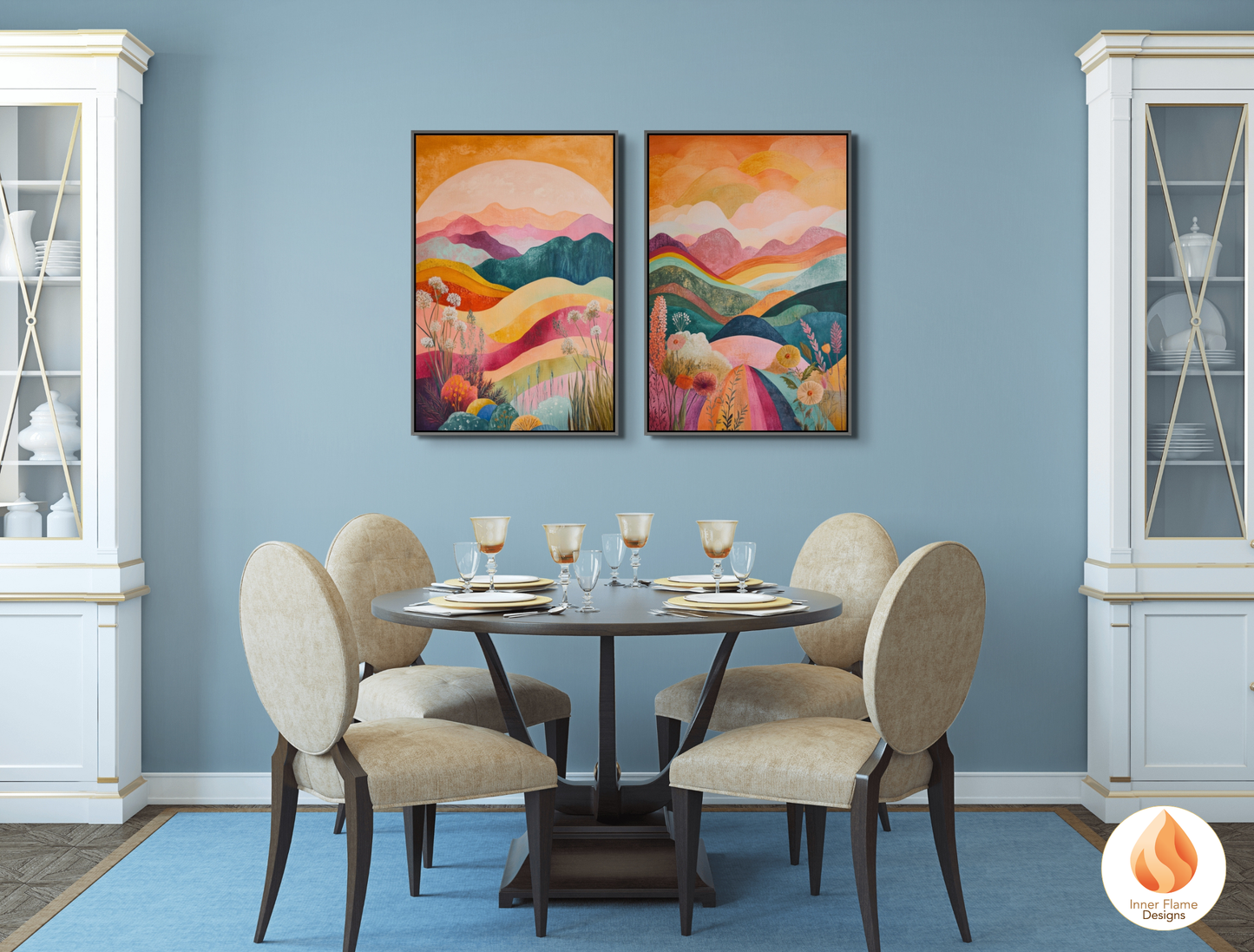 Dramatic Boho Wall Art Décor for Modern Home Design | Triptych Artwork (Series 1)
