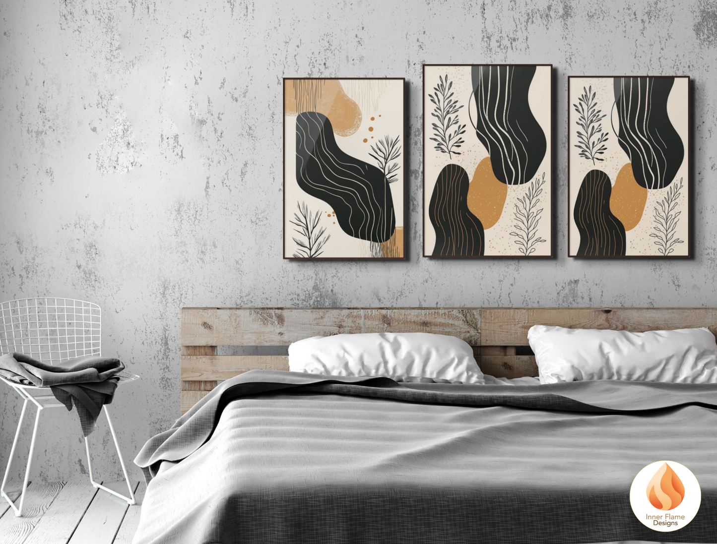 Organic Botanical Art for Modern Home Design | Triptych Artwork