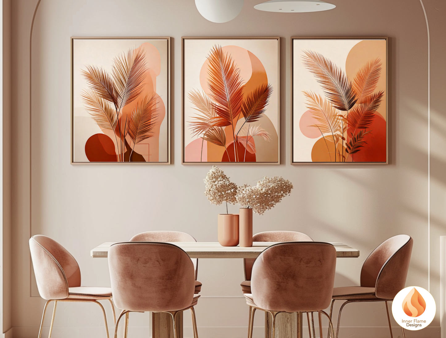 Radiant Botanical Art for Modern Home Design | Triptych Artwork