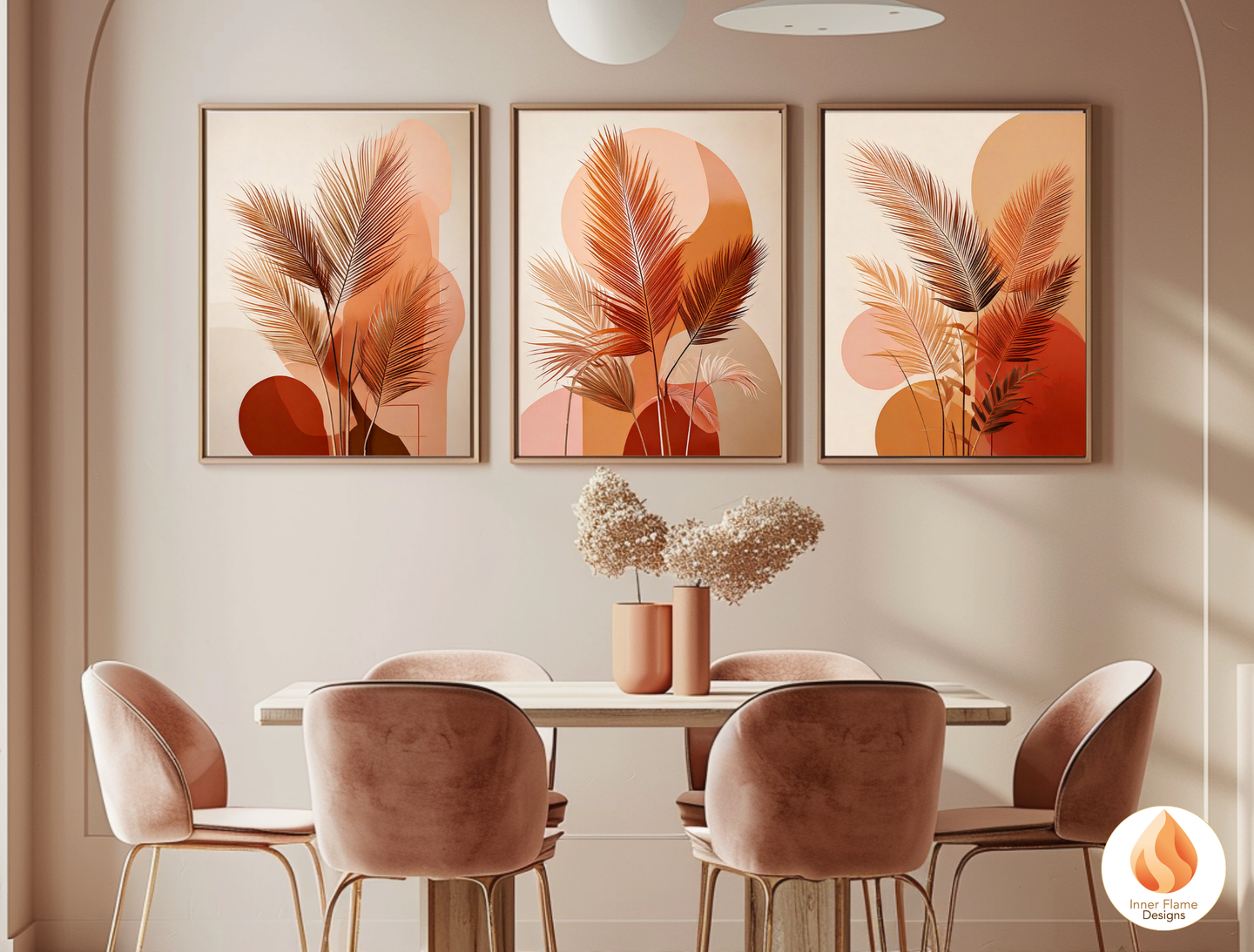 Radiant Botanical Art for Modern Home Design | Triptych Artwork