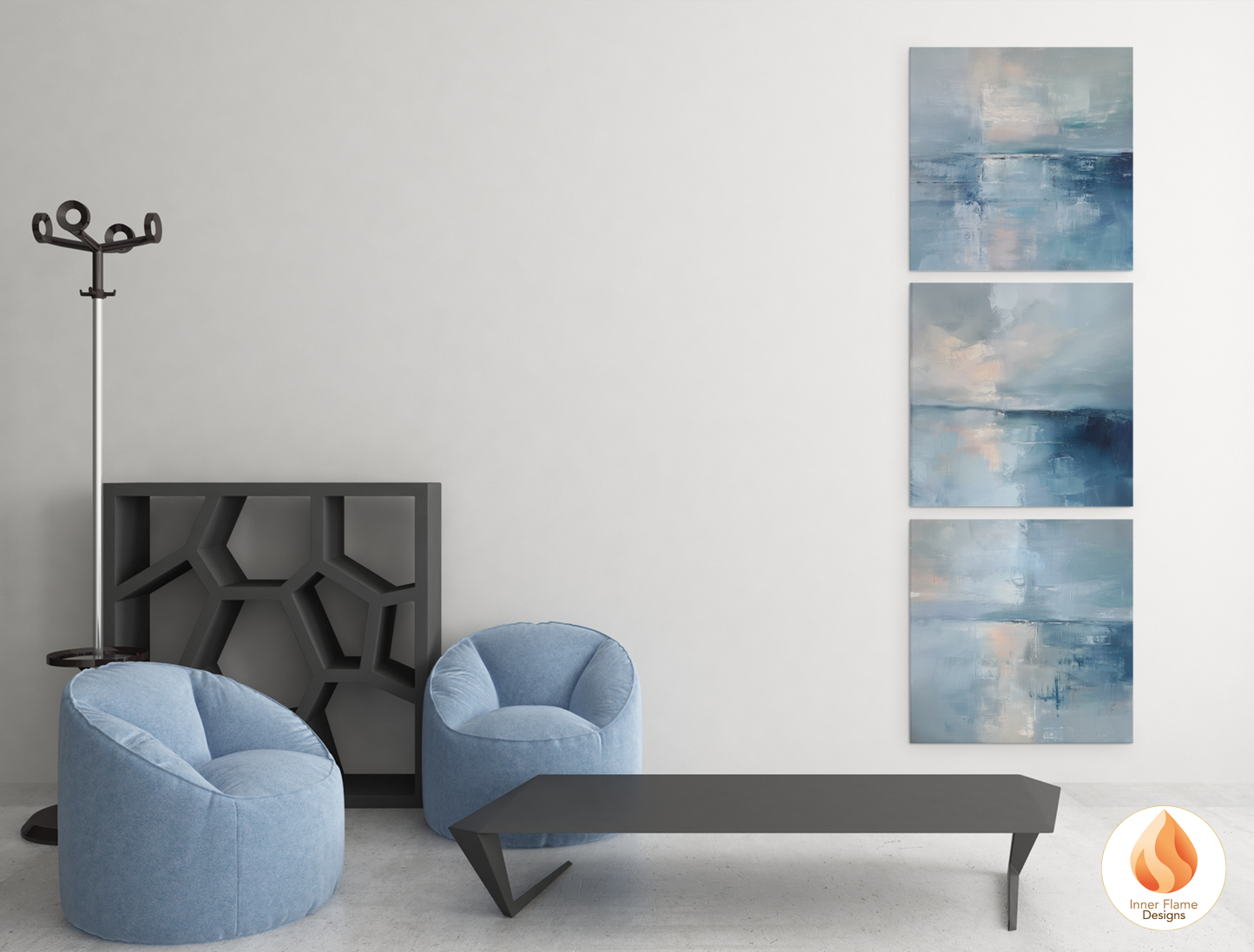 Serene Minimalist Art for Modern Home Design | Triptych Artwork