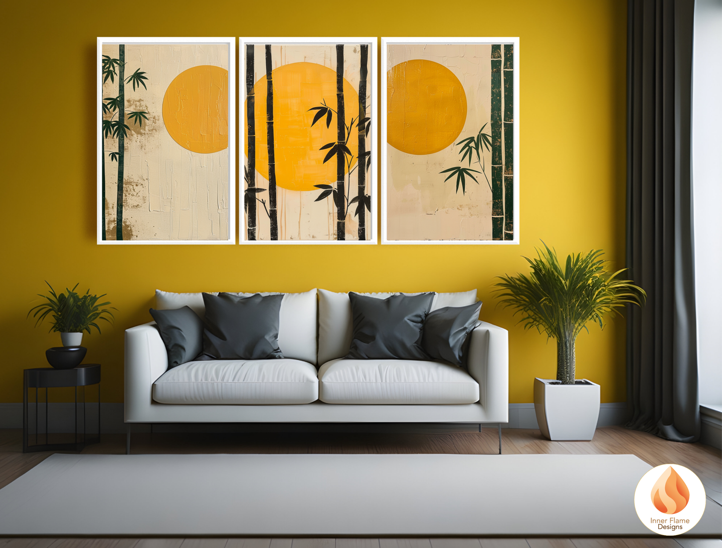 Tranquil Japandi Art for Modern Home Design | Triptych Artwork (Series 2)