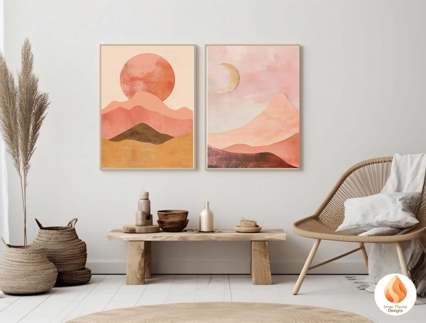 Soothing Boho Wall Art Décor for Modern Home Design | Triptych Artwork (Series 2)