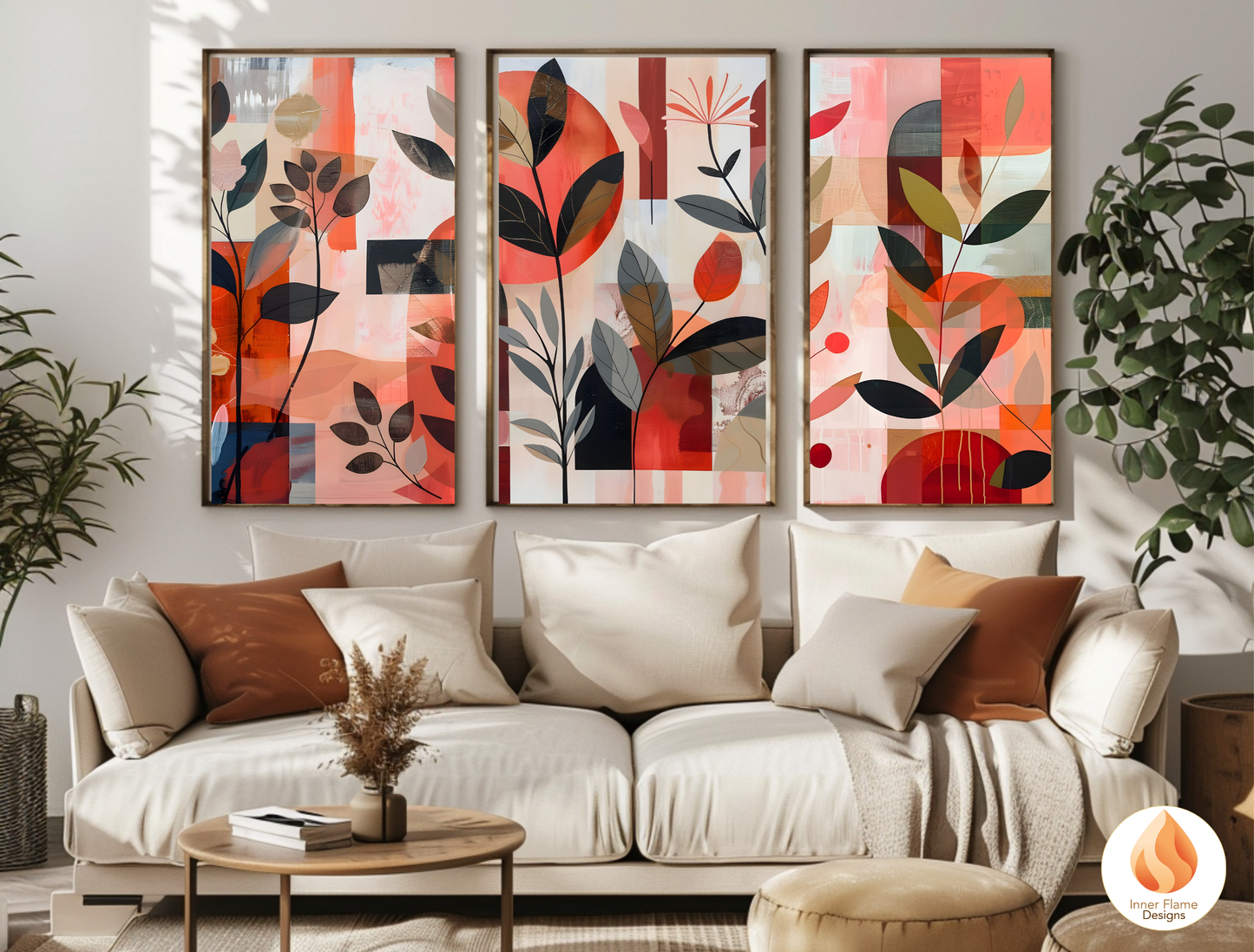 Modern Boho Wall Art Décor for Modern Home Design | Triptych Artwork (Series 2)