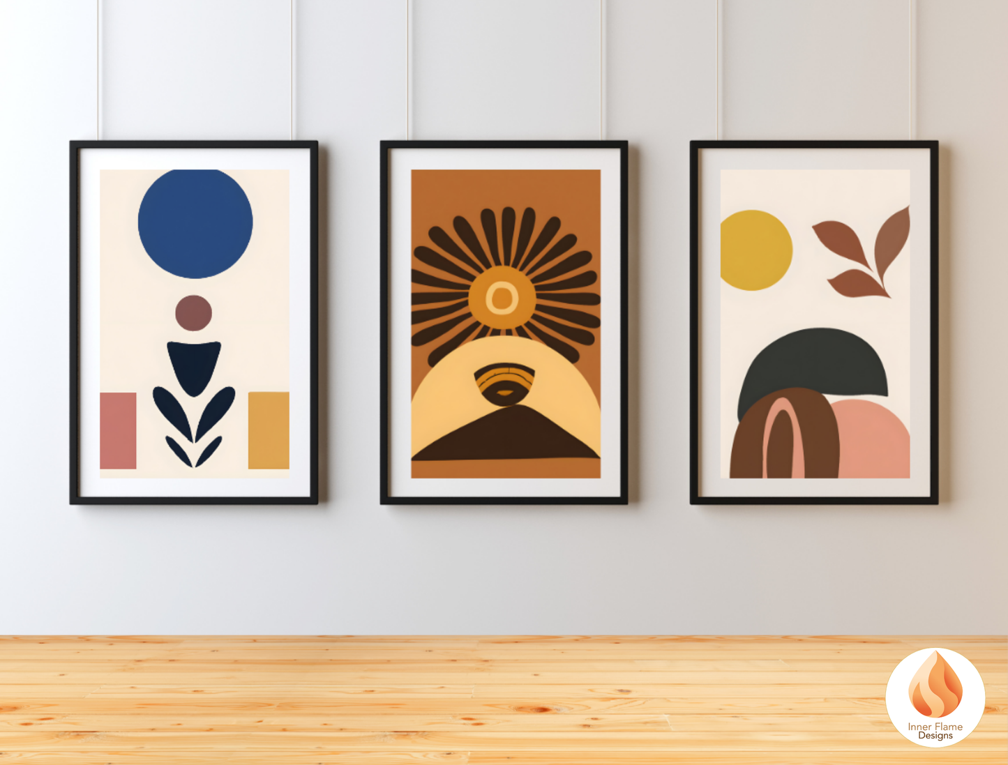 Eclectic Boho Wall Art Décor for Modern Home Design | Triptych Artwork (Series 1)