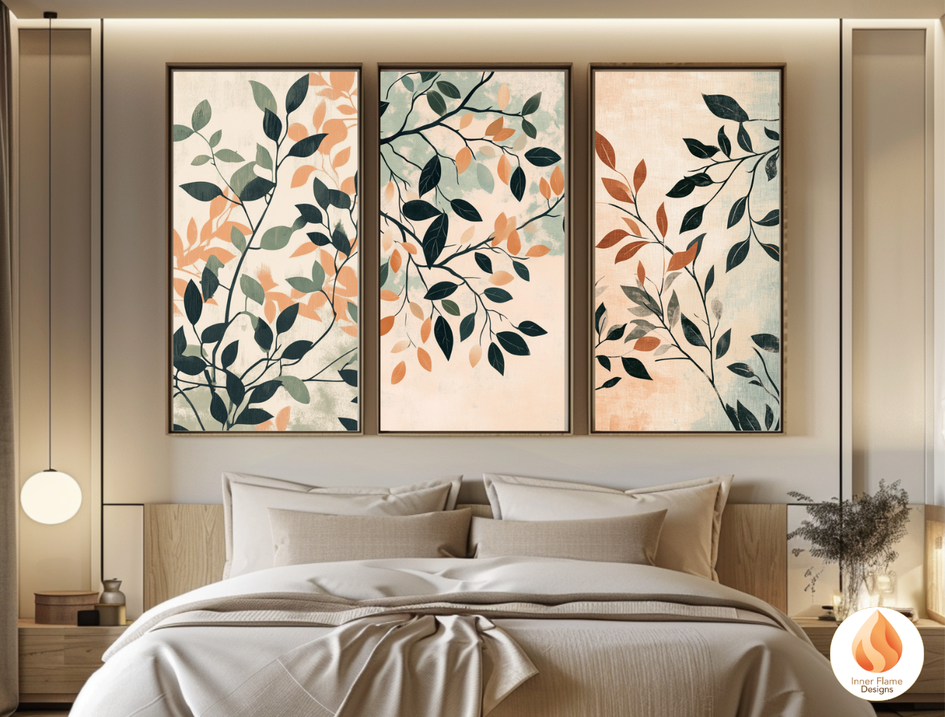 Elegant Botanical Art for Modern Home Design | Triptych Artwork