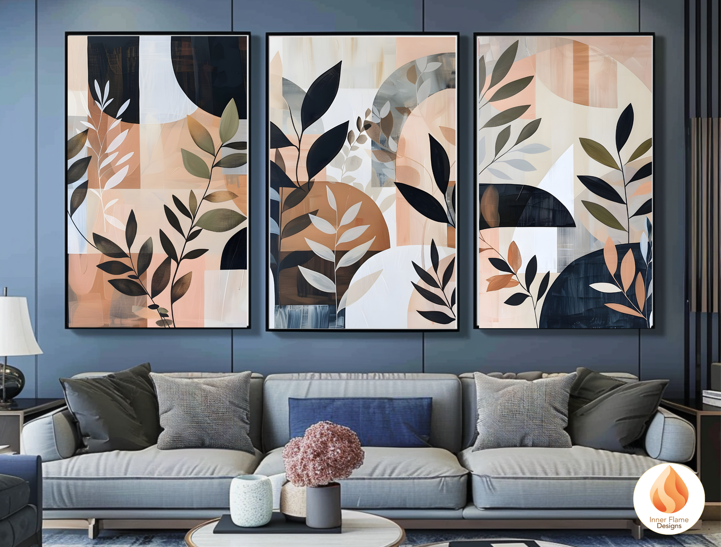 Modern Boho Wall Art Décor for Modern Home Design | Triptych Artwork (Series 1)