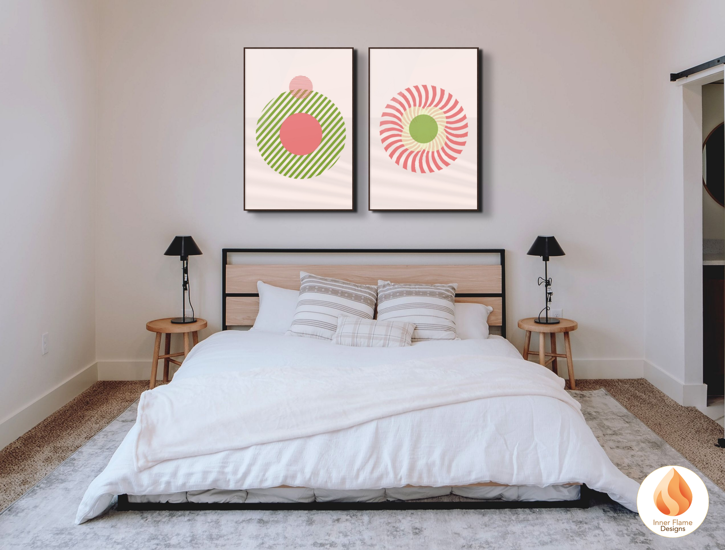Playful Geometric Artwork for Modern Home Design | Triptych Artwork