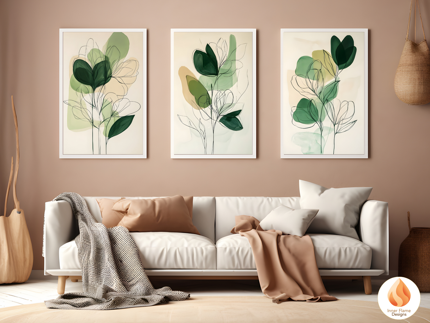 Organic Line Art for Modern Home Design | Triptych Artwork