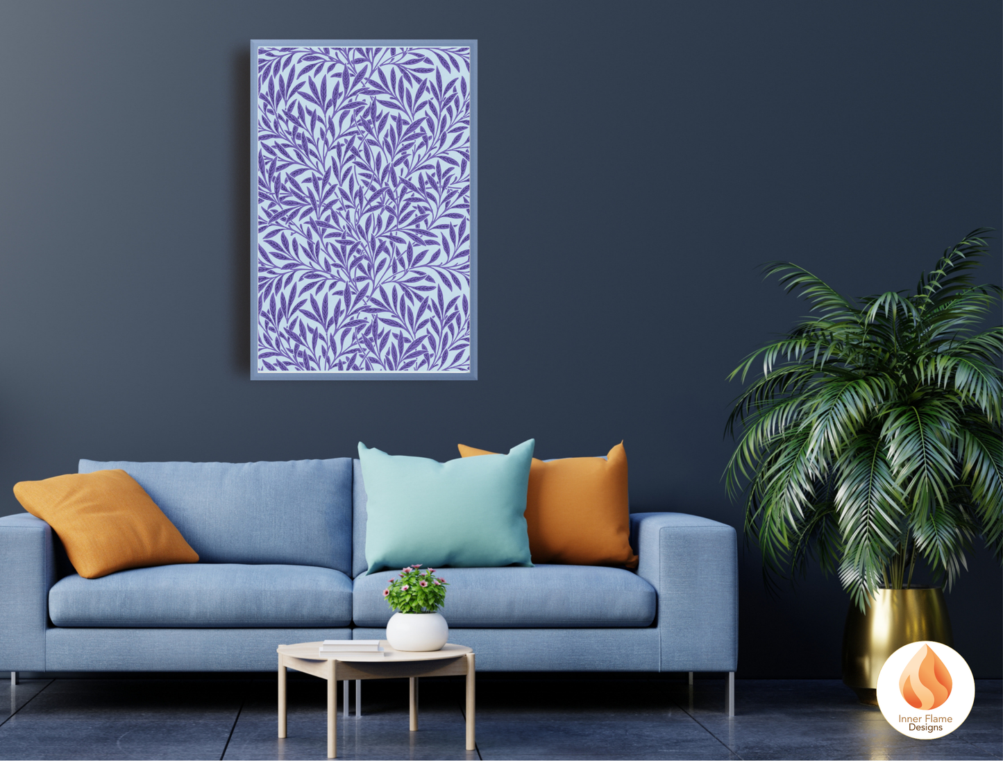 William Morris Inspired Designs - "Willow" | Abstract Botanical Art for Modern Home Design | Triptych Artwork