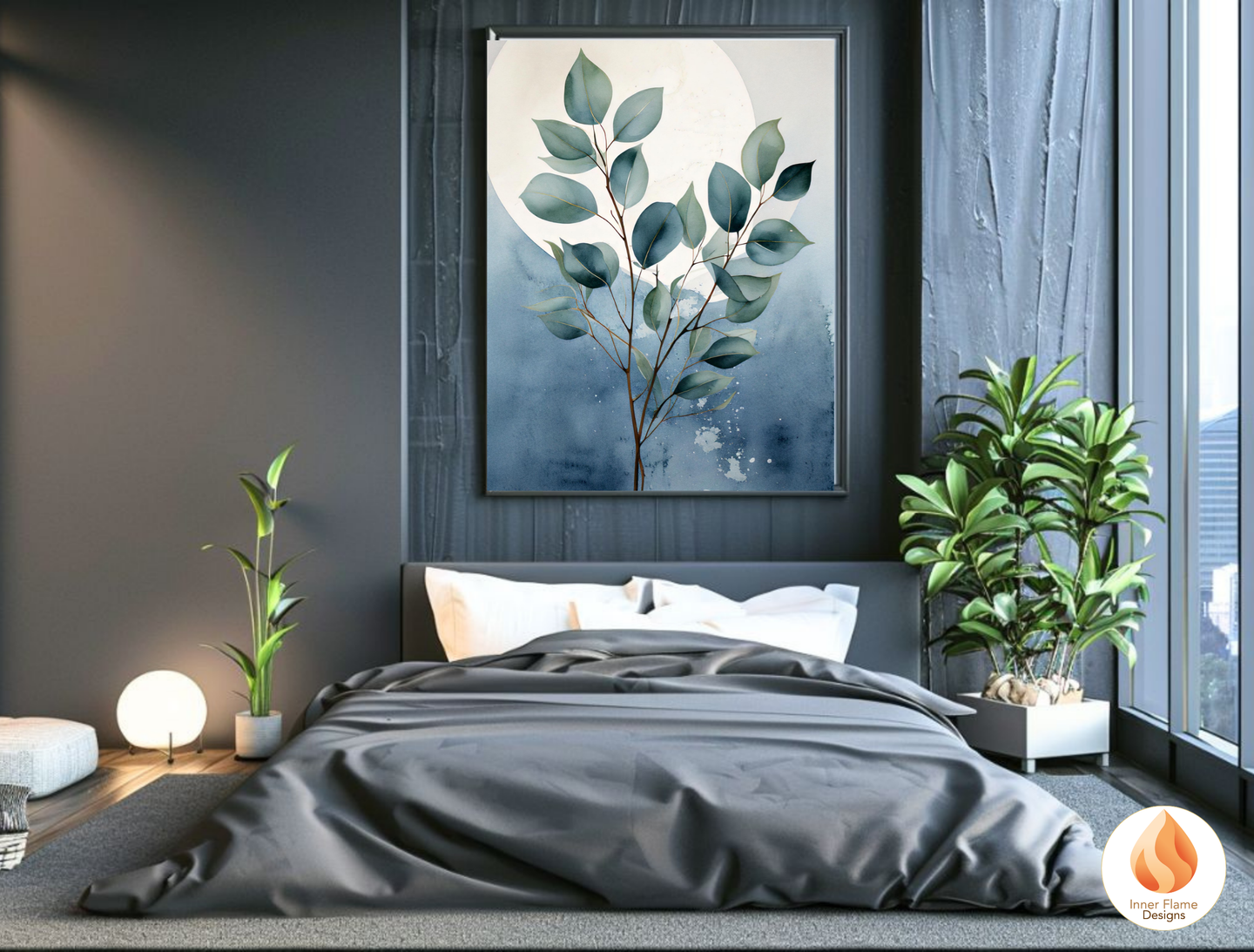 Cerulean Botanical Art for Modern Home Design | Triptych Artwork