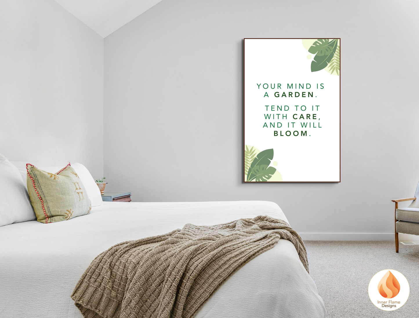Motivational Poster with Nature-Inspired Quote 1 - "Your Mind Is A Garden. Tend To It With Care And It Will Bloom. "