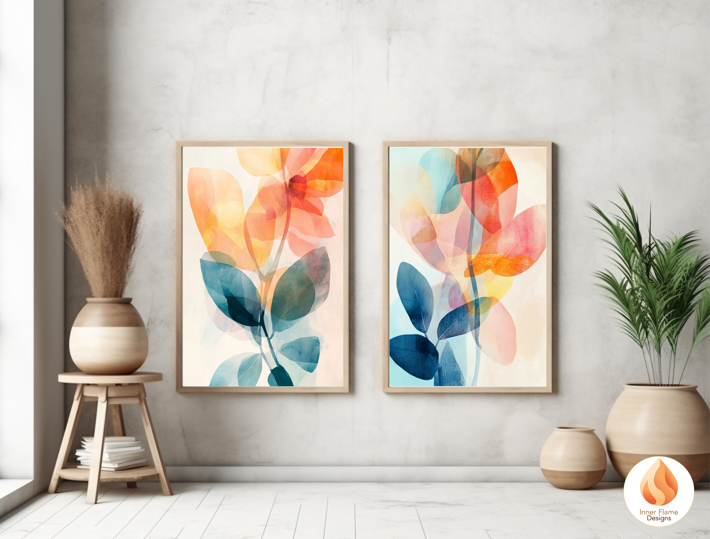 Refreshing Flower Artwork for Modern Home Design | Triptych Artwork