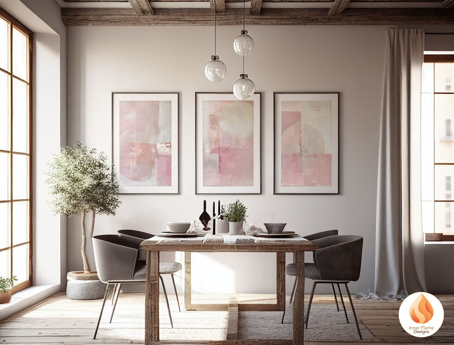 Dreamy Minimalist Art for Modern Home Design | Triptych Artwork