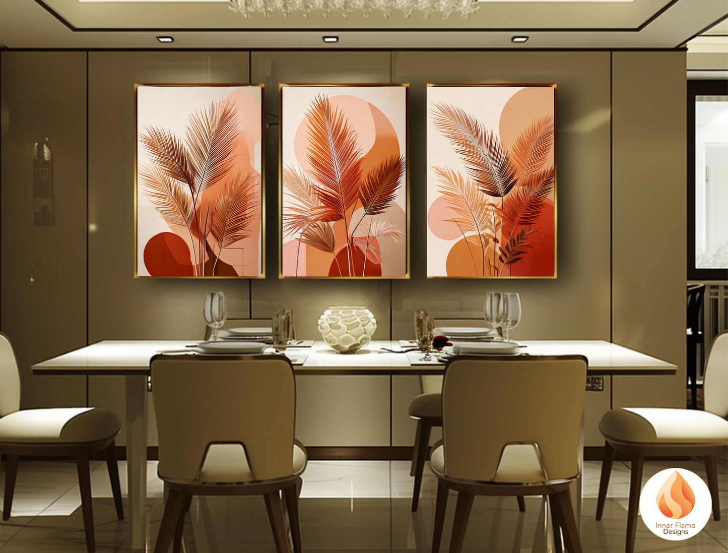 Radiant Botanical Art for Modern Home Design | Triptych Artwork