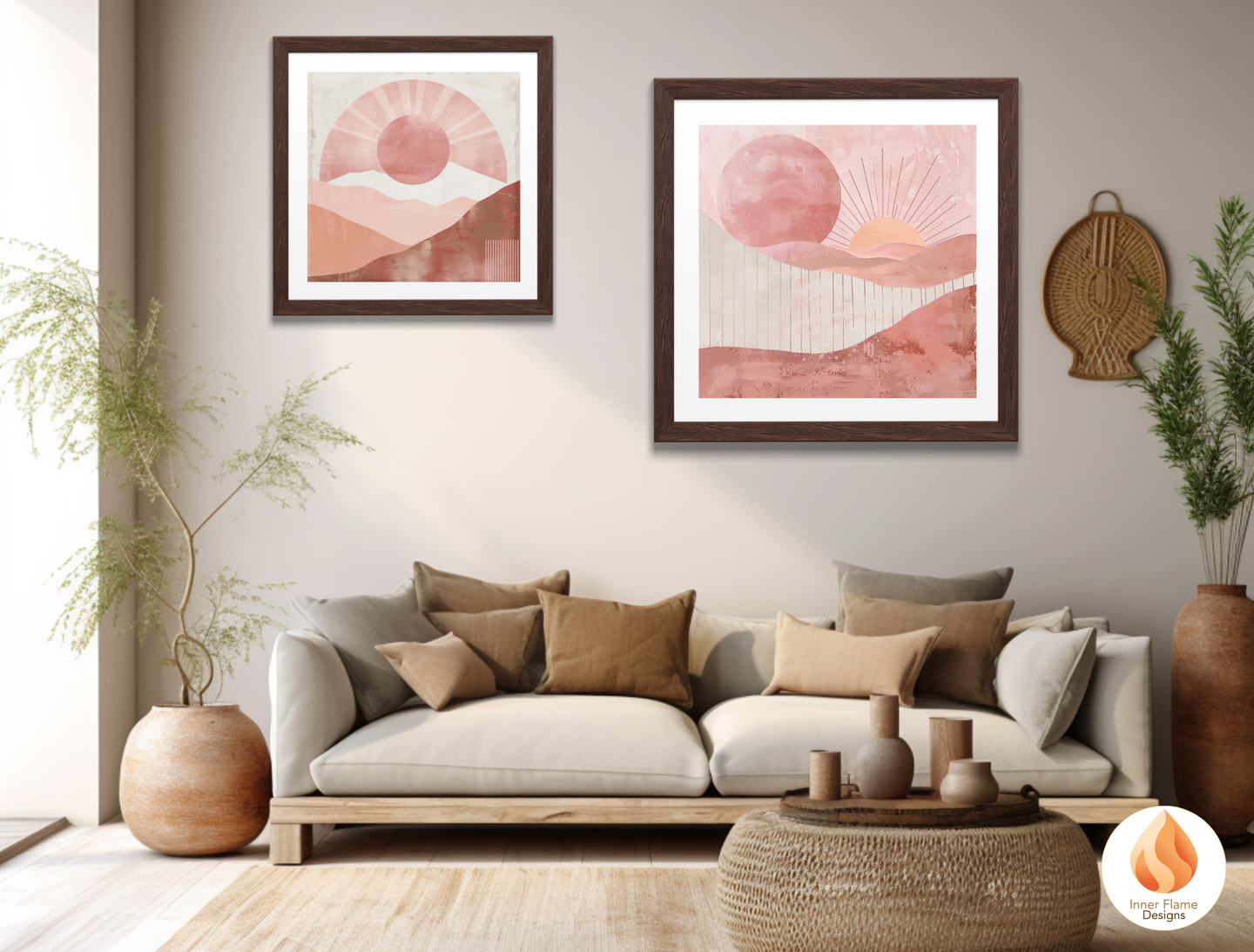 Soothing Boho Wall Art Décor for Modern Home Design | Triptych Artwork (Series 4)