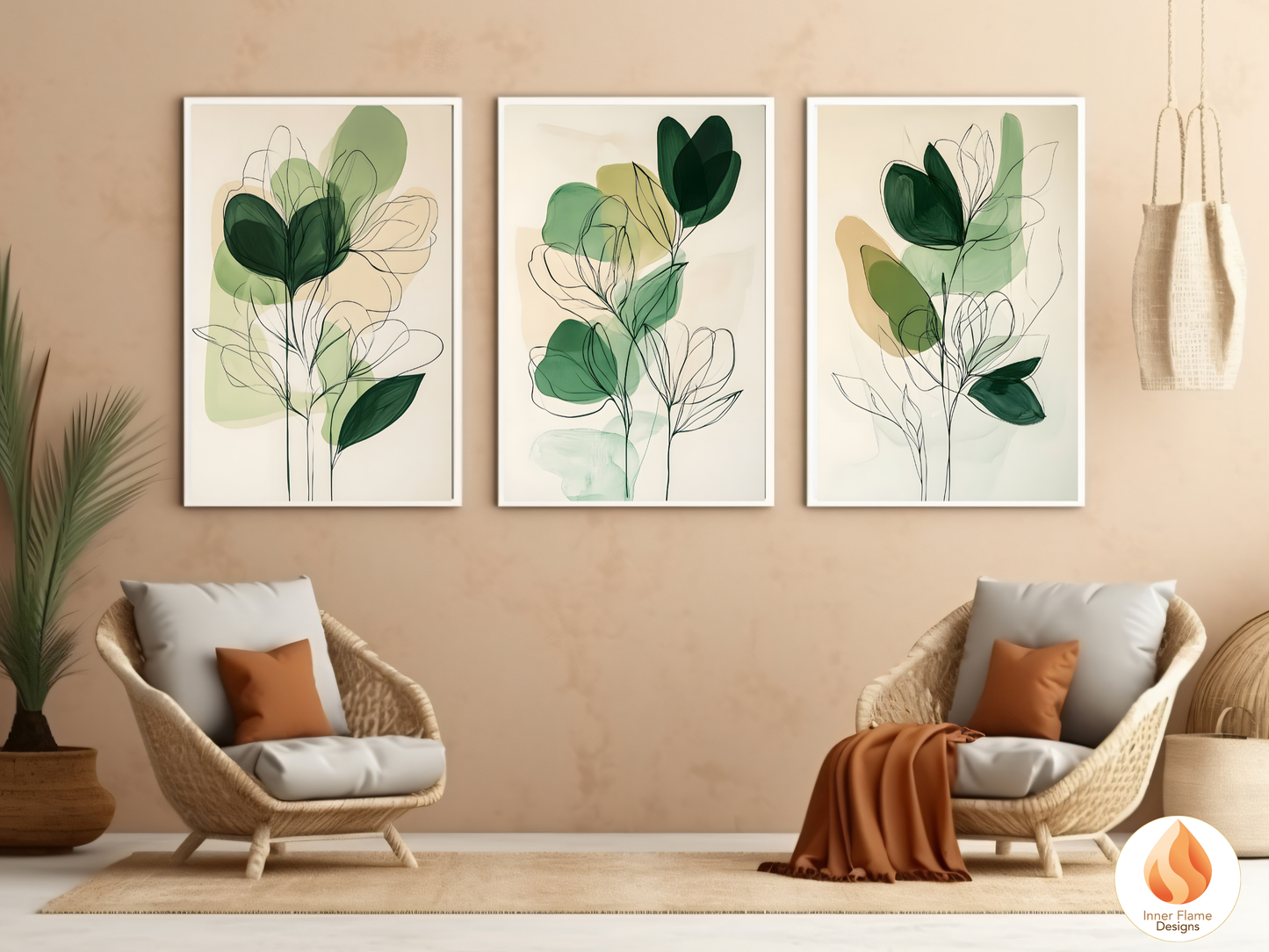 Organic Line Art for Modern Home Design | Triptych Artwork