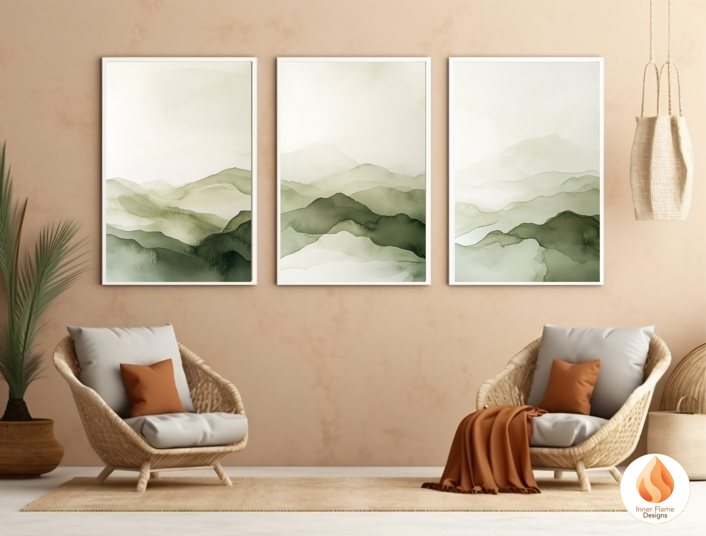 Reflective Japandi Art for Modern Home Design | Triptych Artwork
