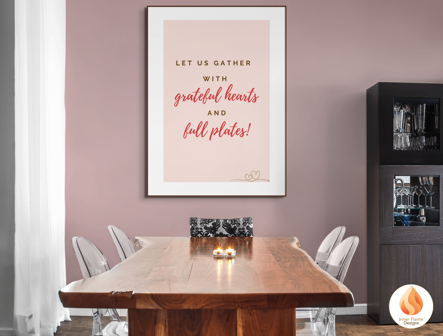 Motivational Poster with Quote on Family and Togetherness 5 - "Let Us Gather With Grateful Hearts And Full Plates!"