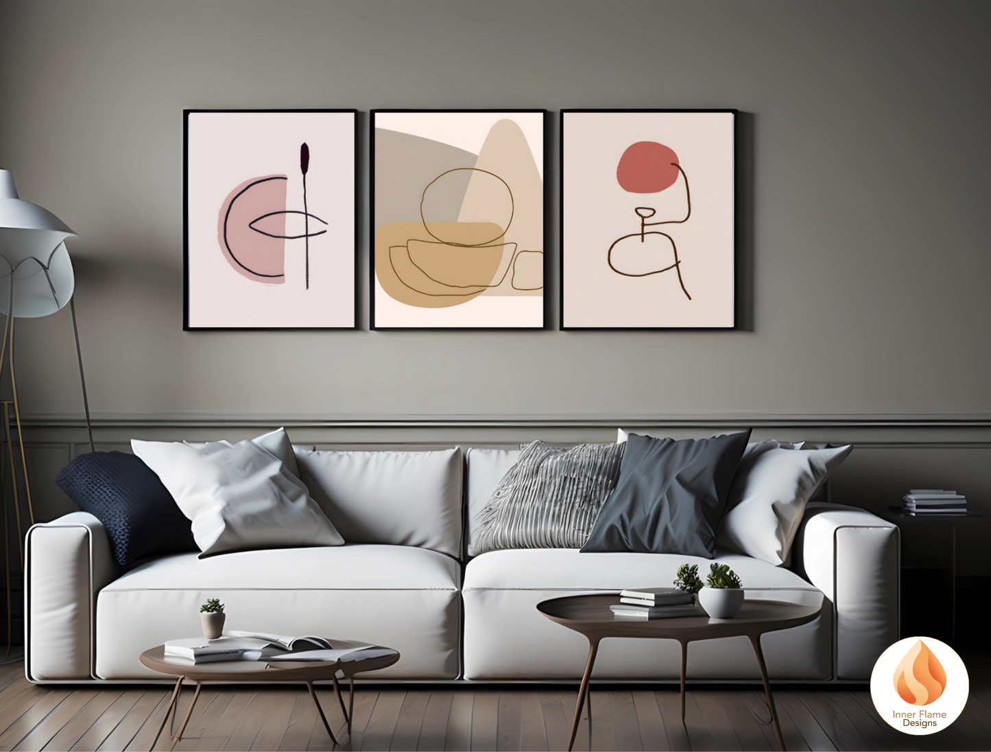 Eclectic Line Art for Modern Home Design | Triptych Artwork
