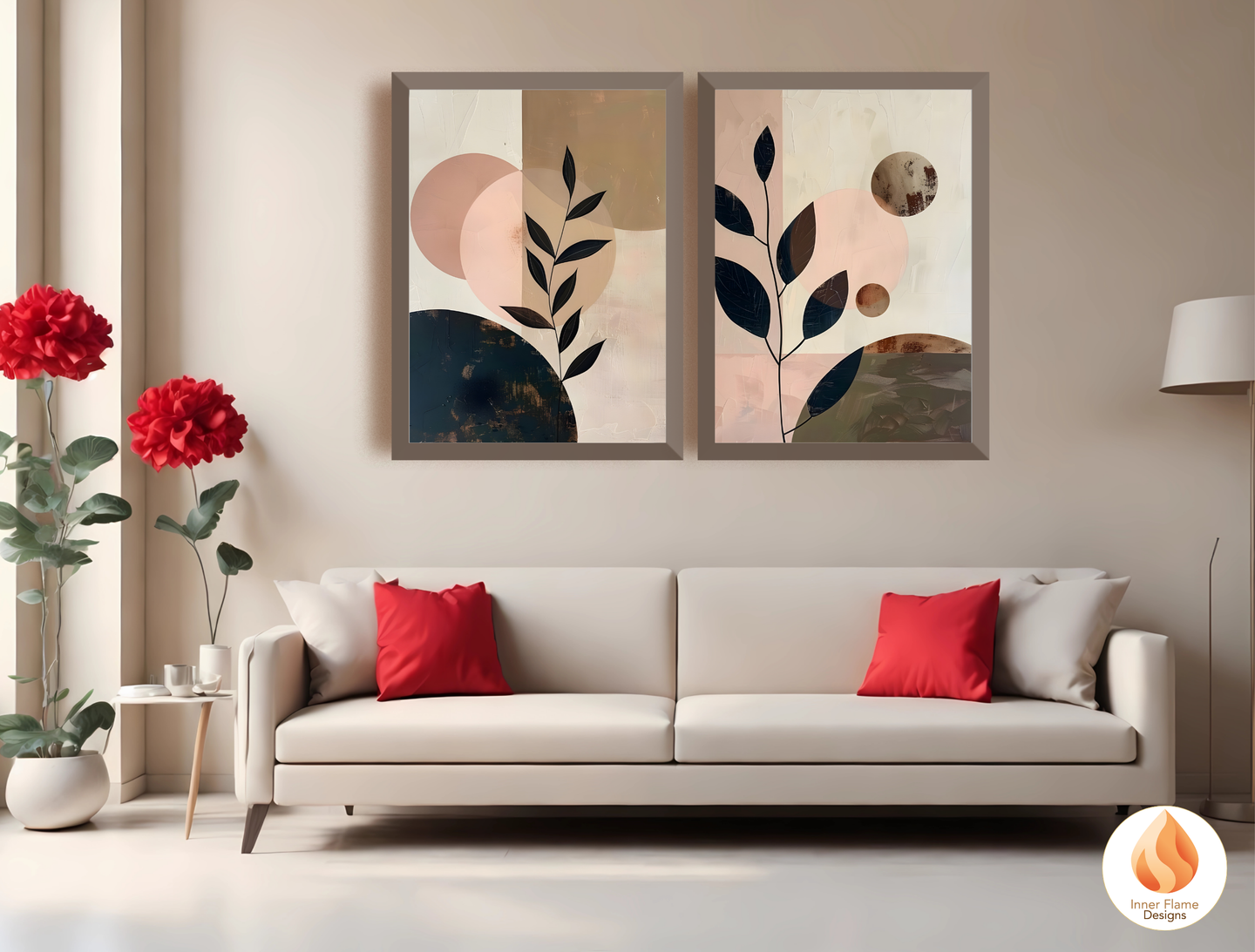 Charming Japandi Art for Modern Home Design | Triptych Artwork (Series 4)
