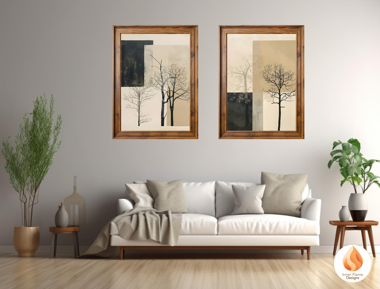 Delicate Japandi Art for Modern Home Design | Triptych Artwork