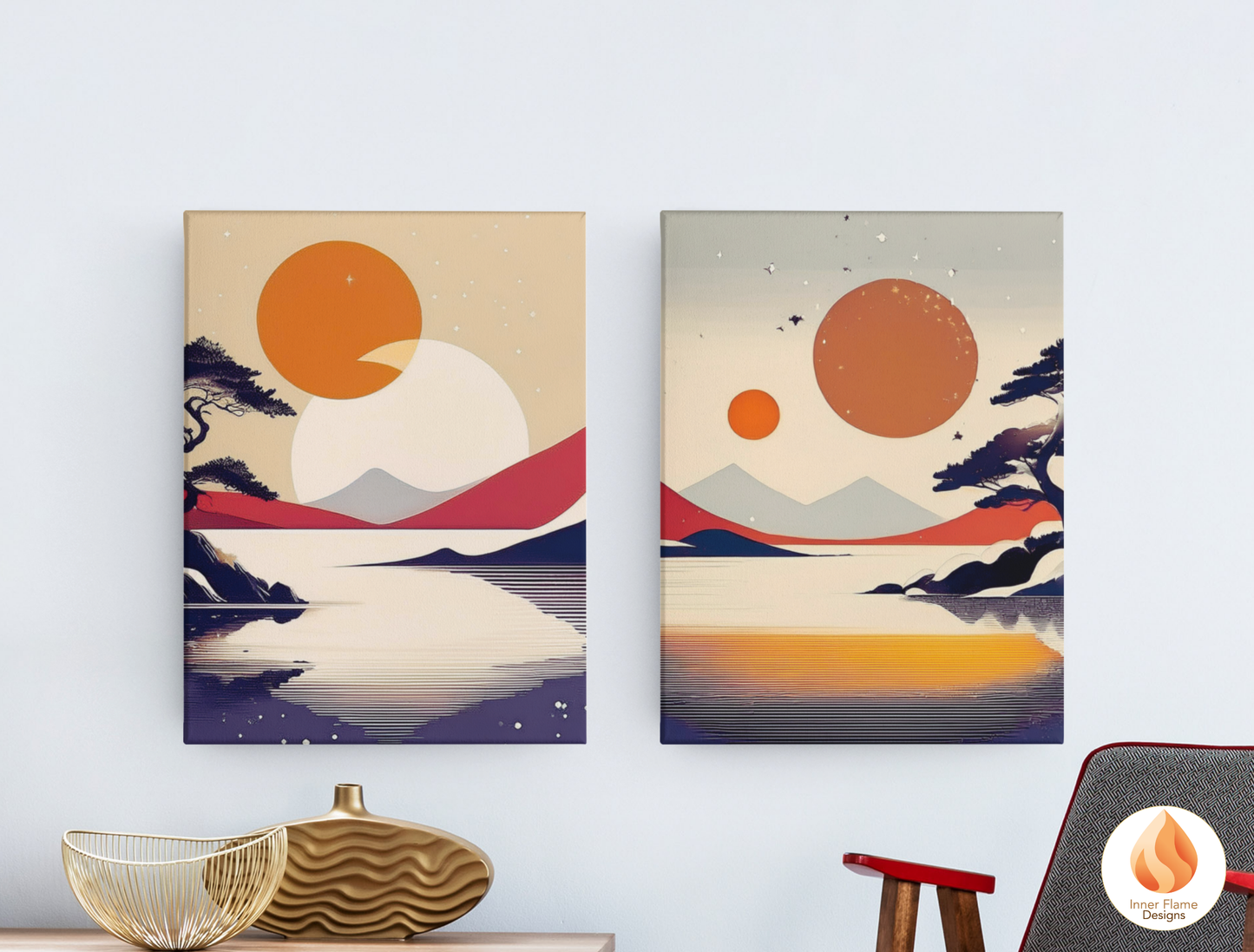 Striking Japandi Art for Modern Home Design | Triptych Artwork