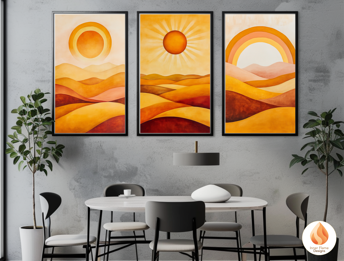 Vibrant Boho Wall Art Décor for Modern Home Design | Triptych Artwork