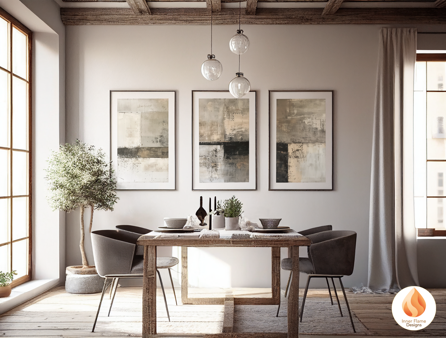 Classy Minimalist Art for Modern Home Design | Triptych Artwork