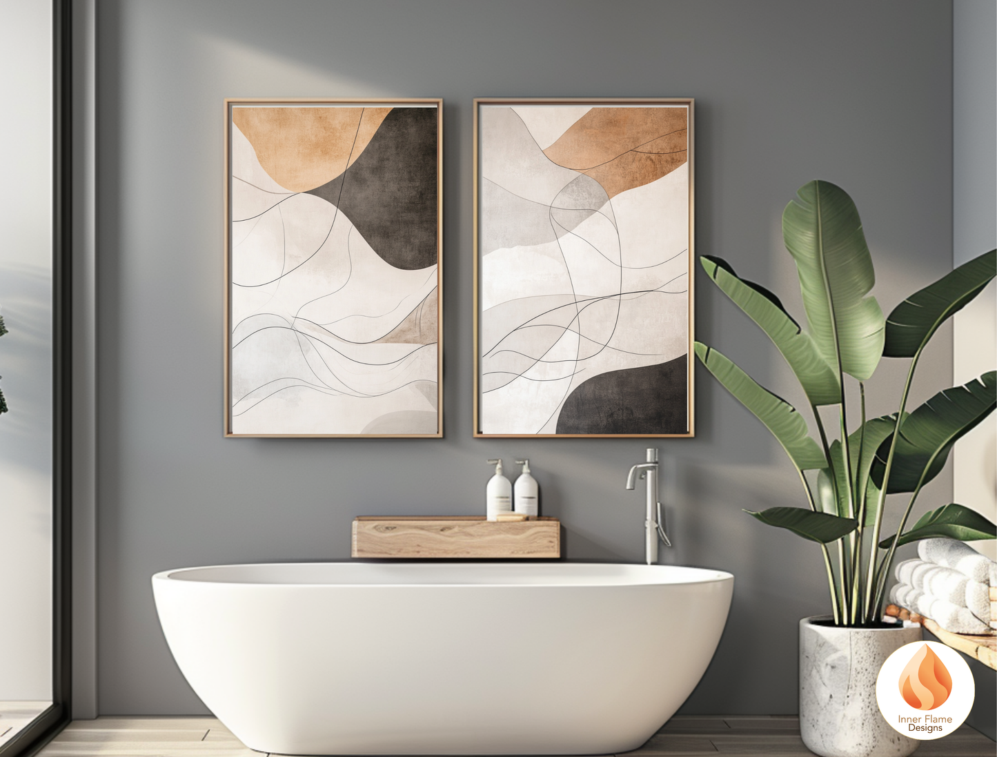 Neutral Line Art for Modern Home Design | Triptych Artwork