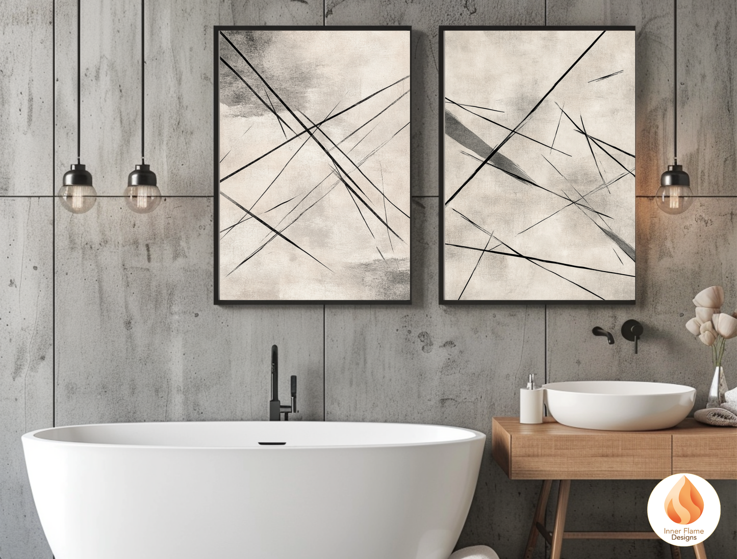 Linear Line Art for Modern Home Design | Triptych Artwork