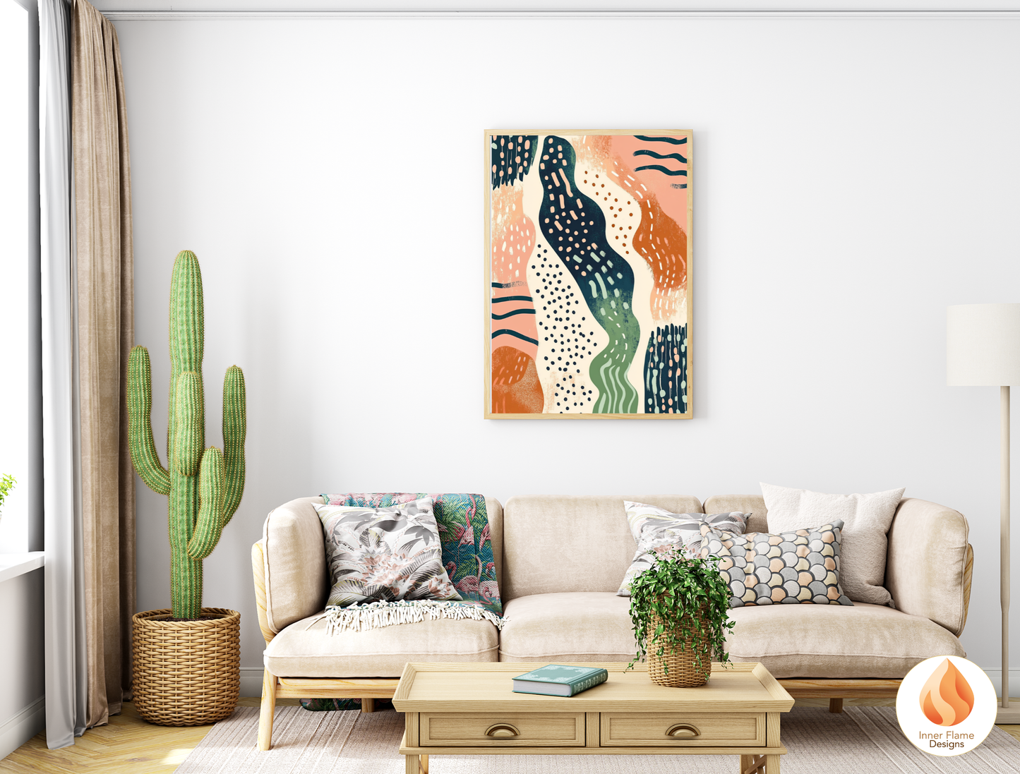 Primitive Boho Wall Art Décor for Modern Home Design | Triptych Artwork
