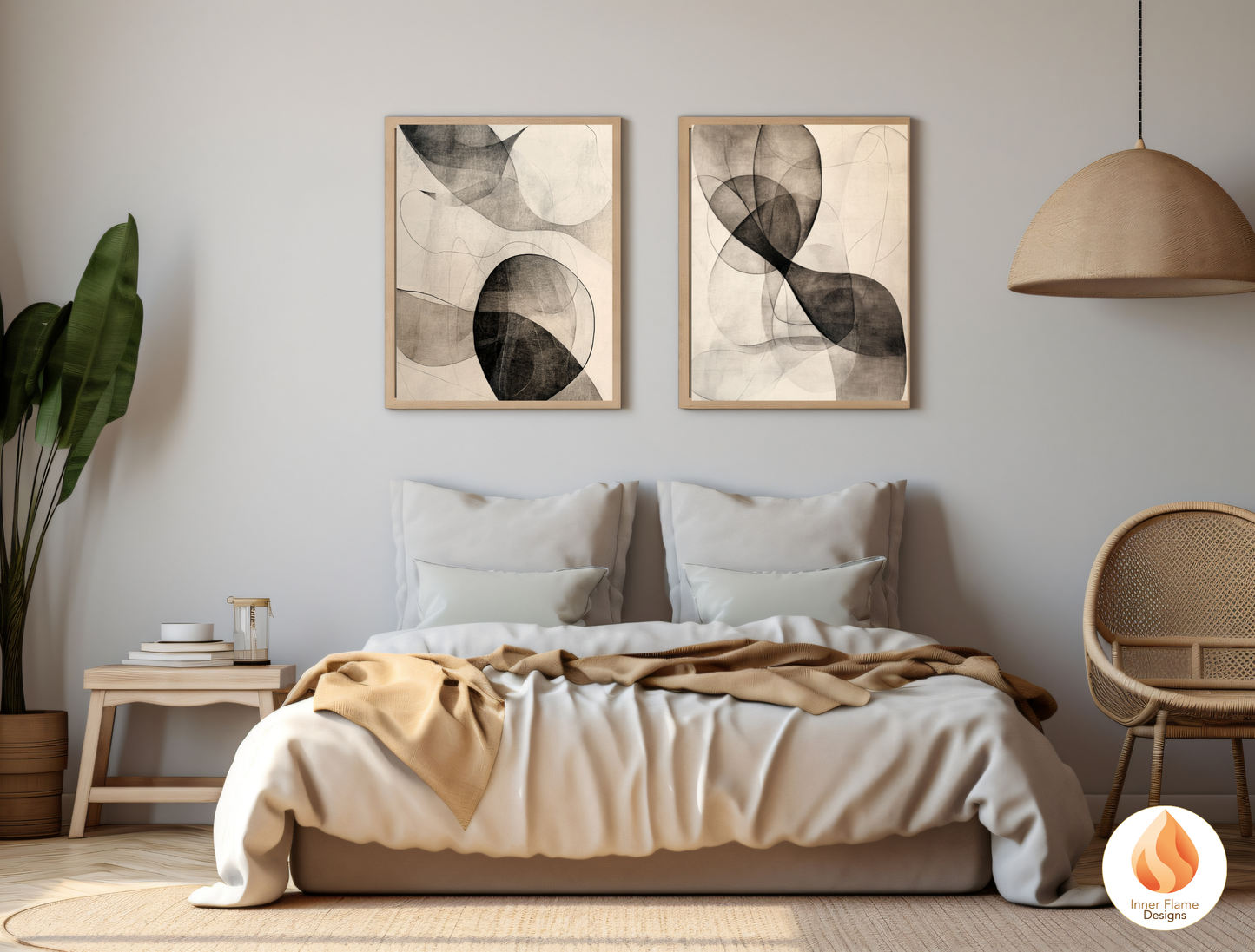 Serene Line Art for Modern Home Design | Triptych Artwork