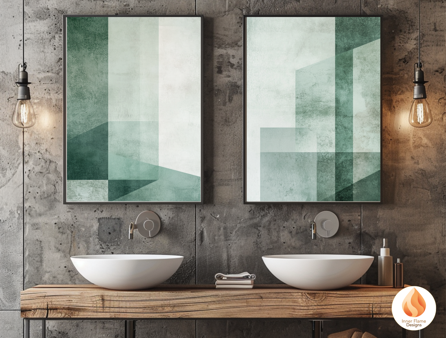 Simple Geometric Artwork for Modern Home Design | Triptych Artwork
