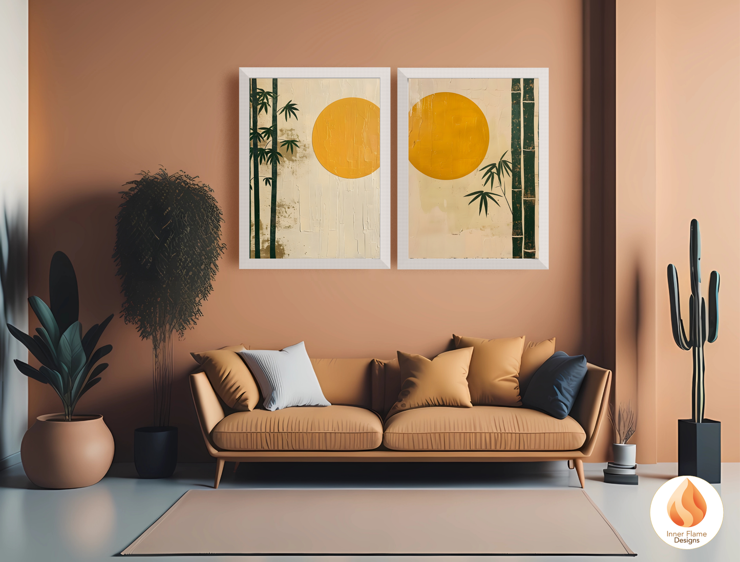 Tranquil Japandi Art for Modern Home Design | Triptych Artwork (Series 2)