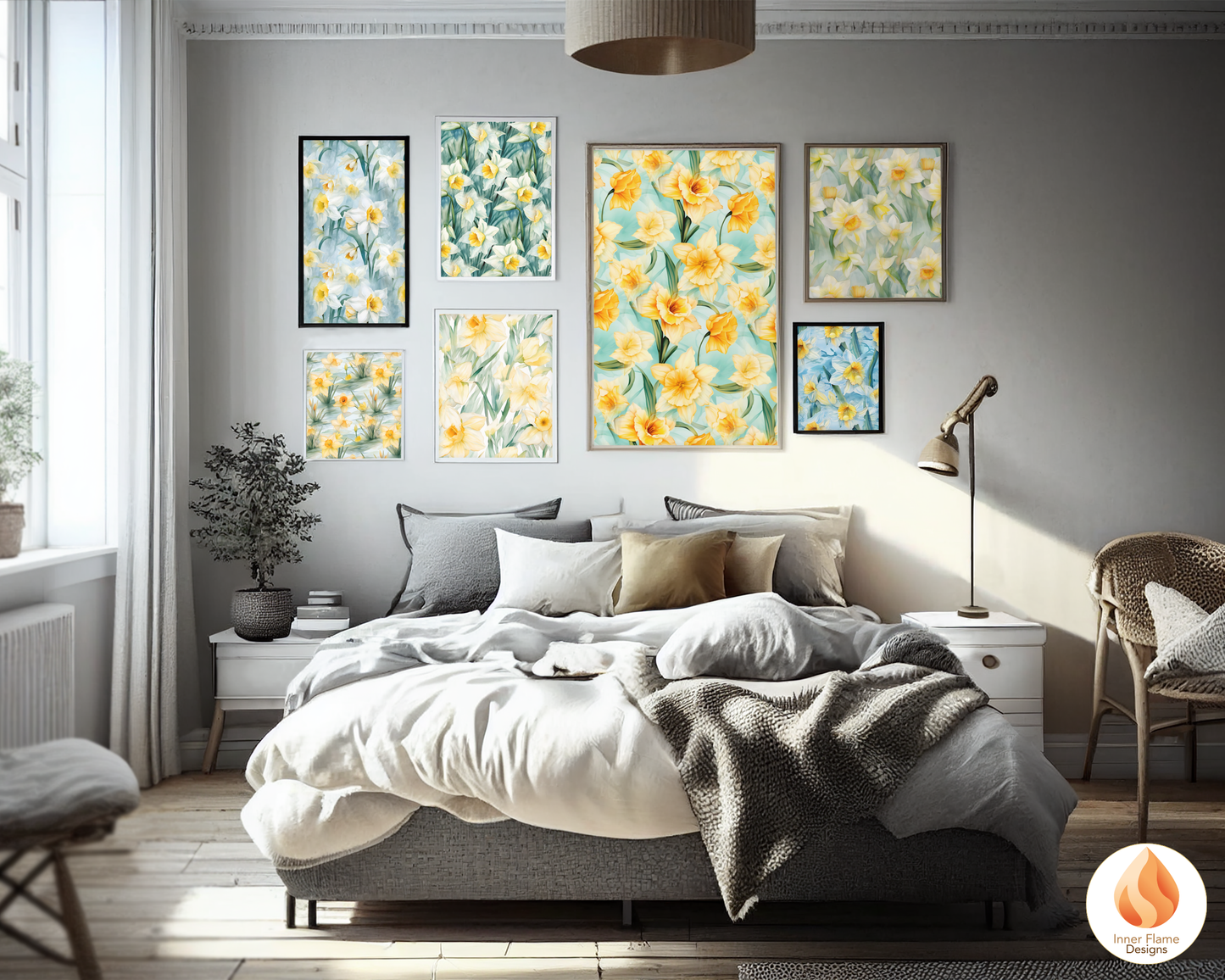 Watercolour Daffodil Floral Surface Patterns | Seamless Patterns for Wallpaper, Textiles, Packaging and Digital Designs