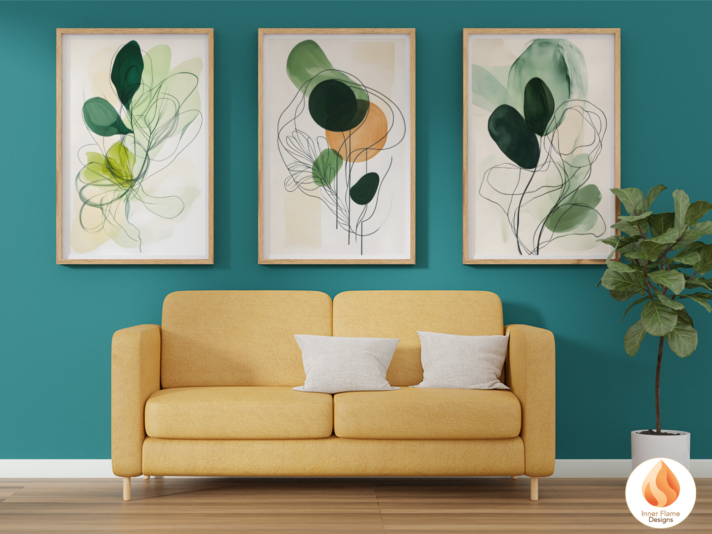 Fluid Line Art for Modern Home Design | Triptych Artwork