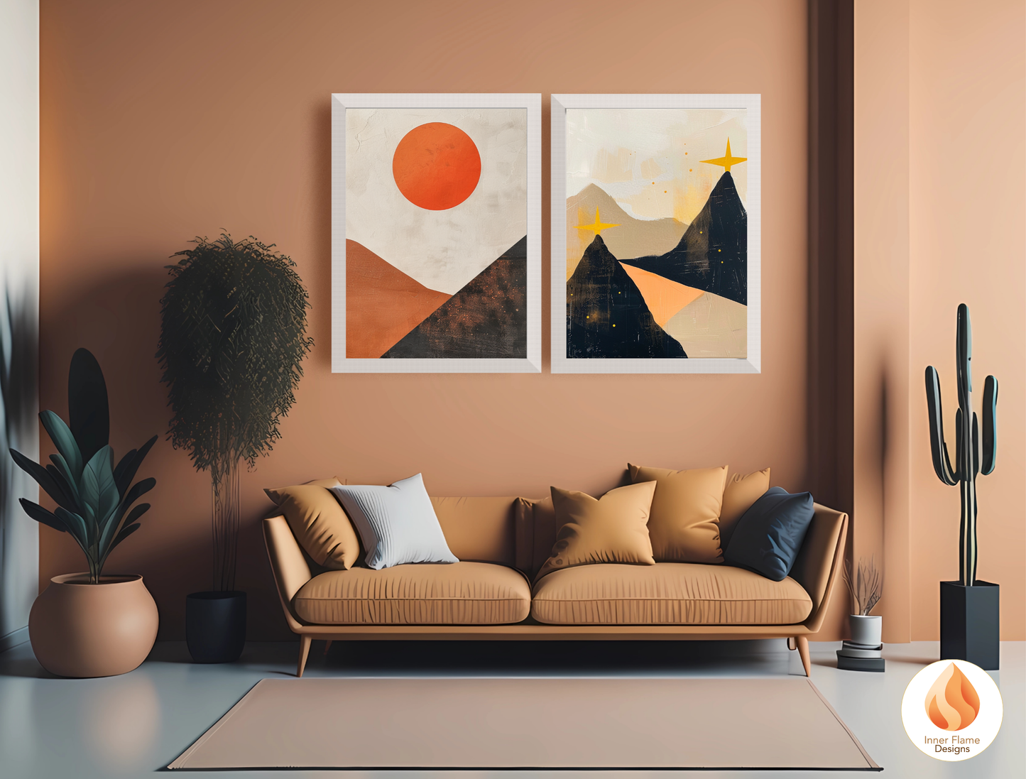 Ethereal Japandi Art for Modern Home Design | Triptych Artwork (Series 4)