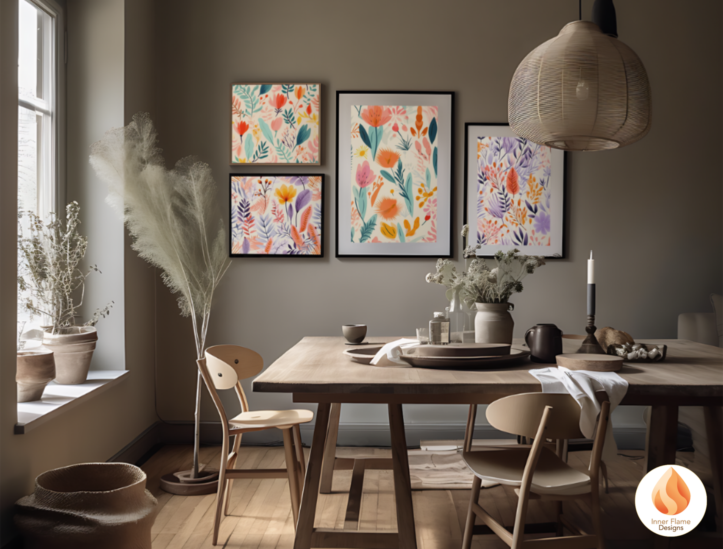 Cheerful Boho Wall Art Décor for Modern Home Design | Four Piece Wall Art