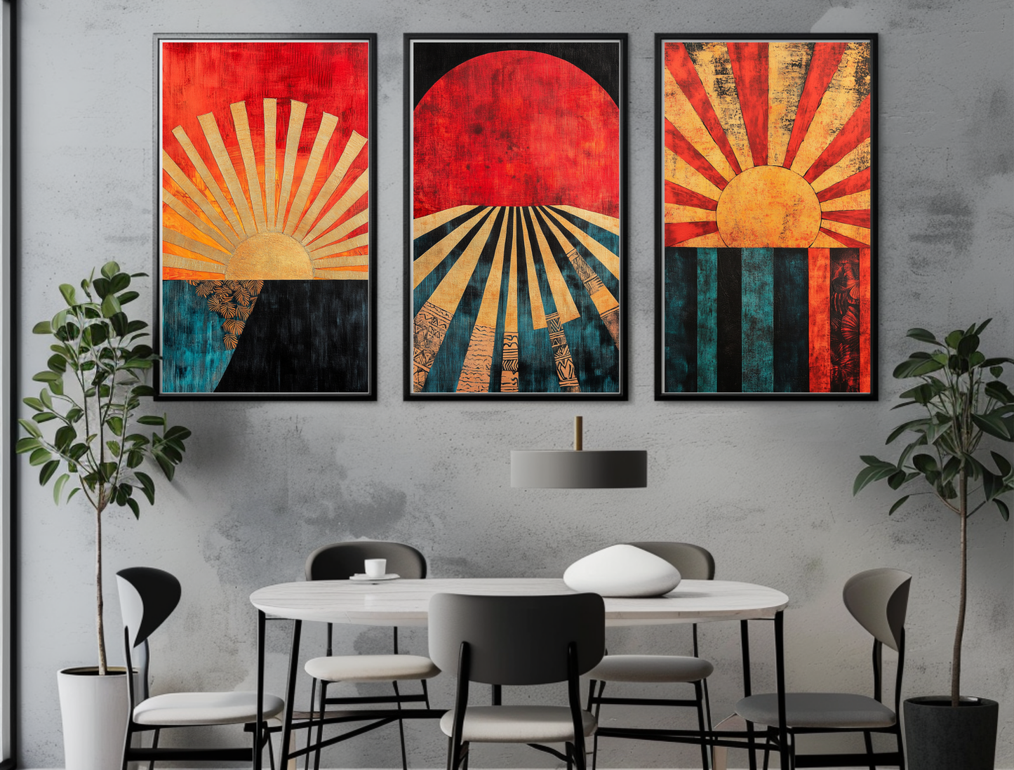 Vivid Cosmic Boho Wall Art Décor for Modern Home Design | Triptych Artwork (Series 2)