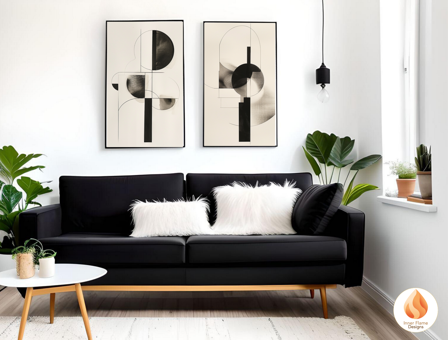 Monochromatic Geometric Artwork for Modern Home Design | Triptych Artwork