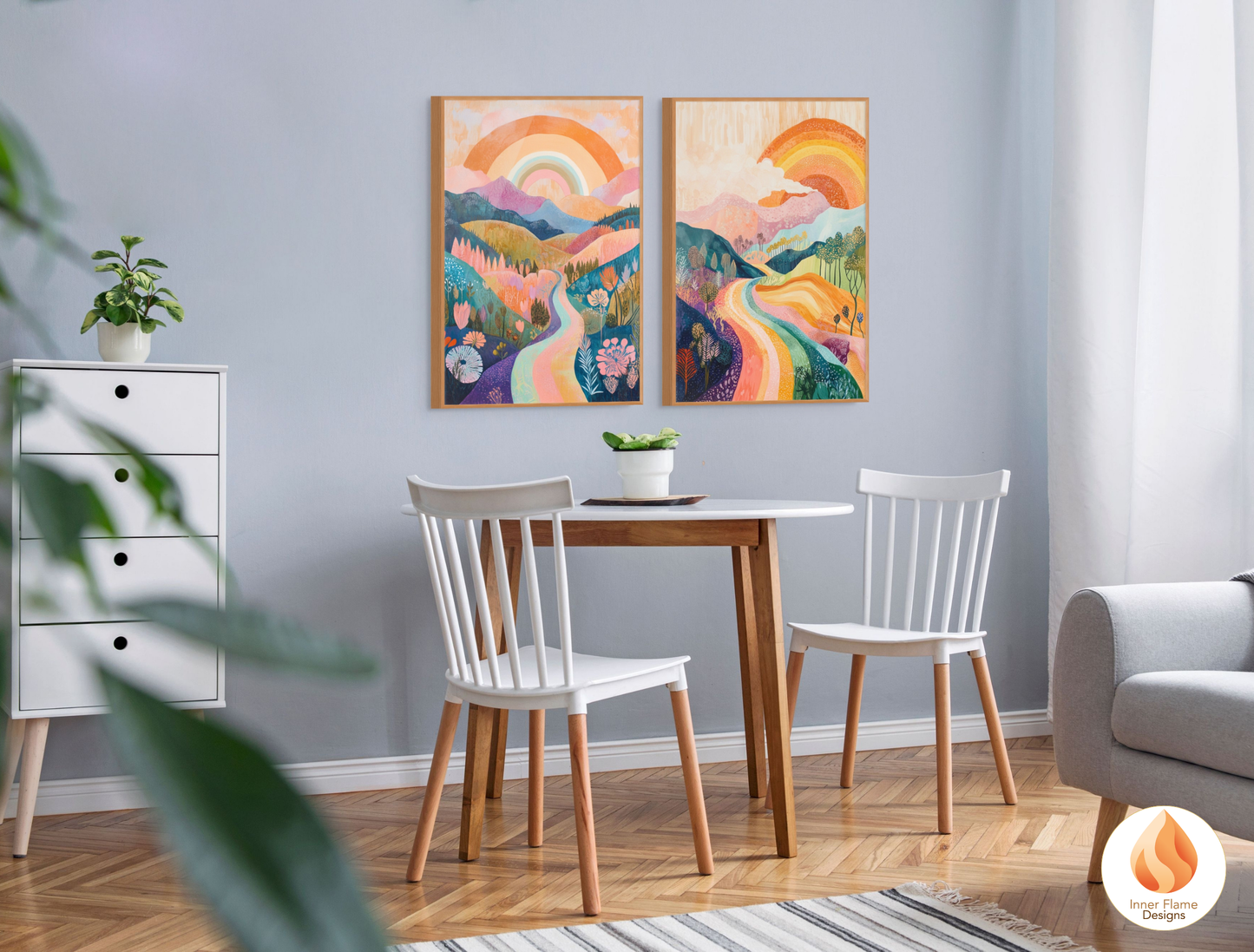 Dramatic Boho Wall Art Décor for Modern Home Design | Triptych Artwork (Series 2)