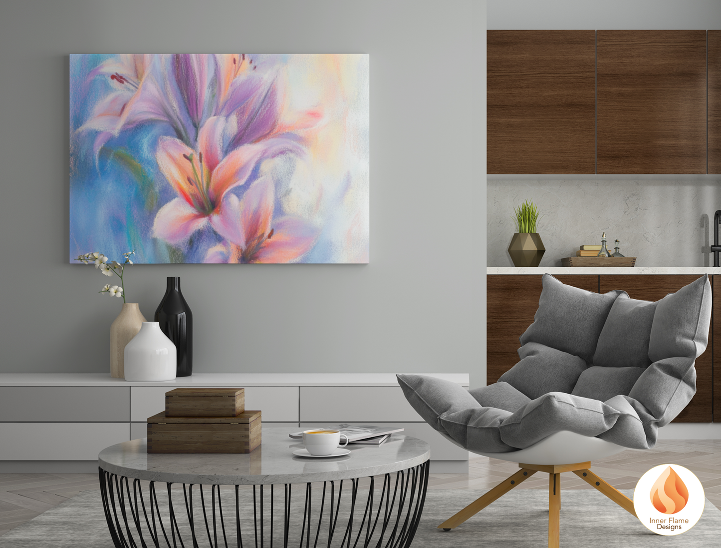 Delicate Flower Artwork for Modern Home Design | Four Piece Artwork