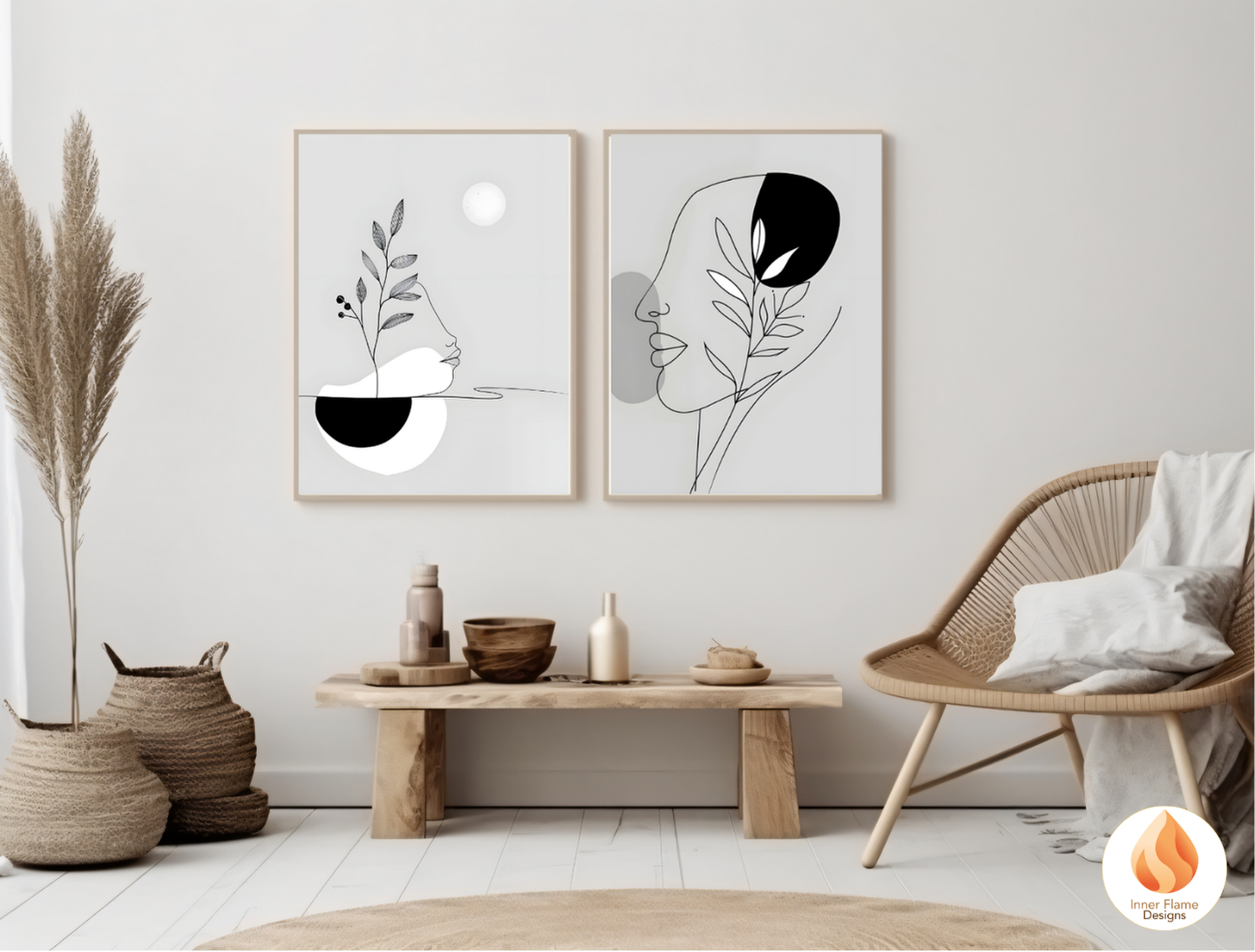 Sophisticated Line Art for Modern Home Design | Triptych Artwork
